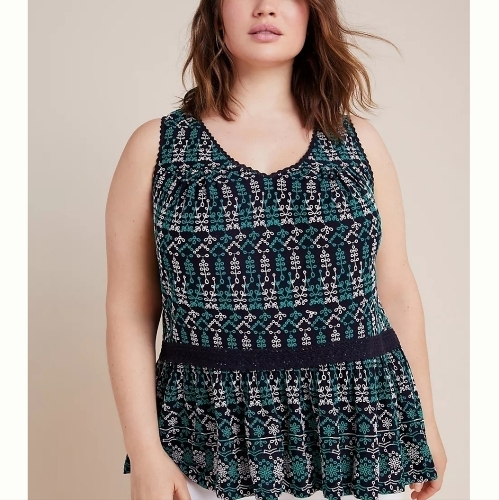 Maeve By Anthropologie-NWT- Cammie Embroidered Peplum Top-Size Small - Picture 17 of 17